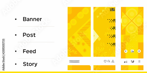 social media ad templates with yellow geometric backgrounds
