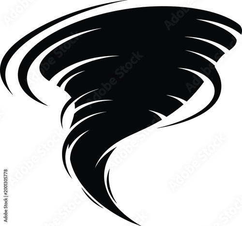 Tornado Twisting Violently on White Background