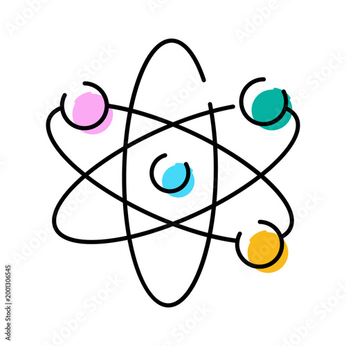 Εκτύπωση καμβά Atomic structure with electrons orbiting a nucleus, representing fundamental con