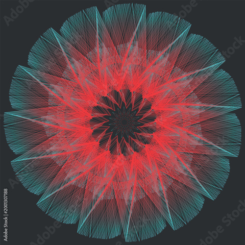 Foto Beautiful abstract mandala pattern featuring red and blue floral vectors inspire