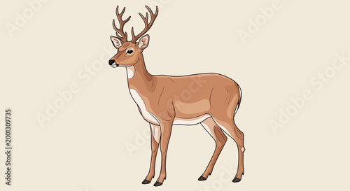 A deer with large brown antlers.