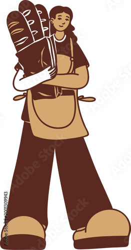 3D Coffee Barista Character Worker Staff Caffeine Latte Espresso Cappuccino Brewing Drink Service Retro Menu