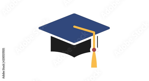 Quadro su tela Blue Graduation Cap with Yellow Tassel Isolated.