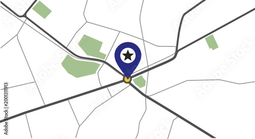 Blue map marker with star icon indicating a specific location.