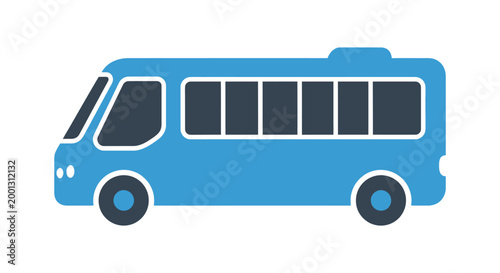 Blue passenger bus vehicle illustration isolated on white background.