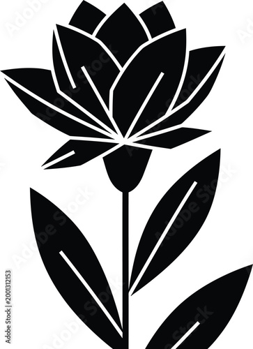 Black Lotus Flower Icon Isolated on White