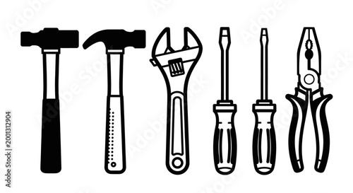 Set of various hand tools isolated on white background for repair