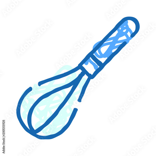 Obraz na plátne Hand drawing style kitchen whisk presenting cooking, baking, and culinary proces