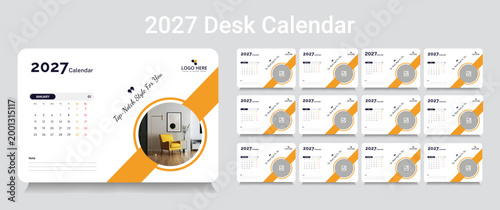 2027 Desk Calendar Design: A visually appealing desk calendar design for the year 2027, featuring a modern aesthetic and functional layout, ideal for scheduling and organization.