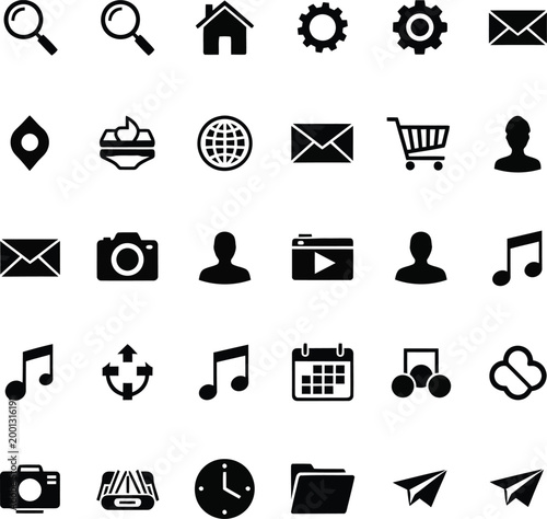 Black Icons on White Background