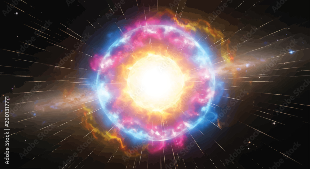 Fototapeta premium Vibrant Supernova Explosion in Space with Bright Light