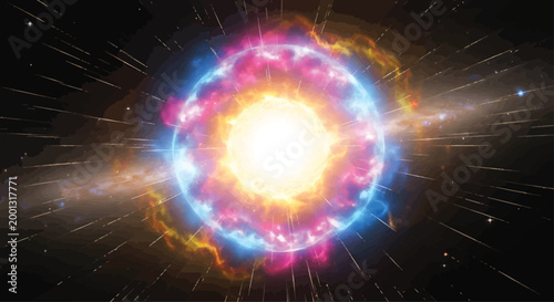 Vibrant Supernova Explosion in Space with Bright Light