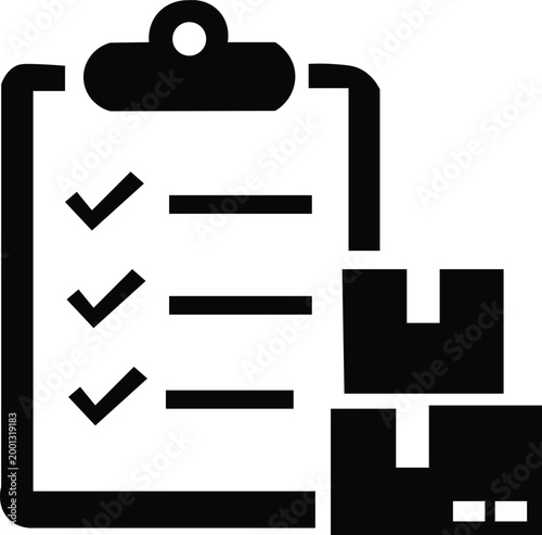 Checklist on Clipboard with Package Box Icon