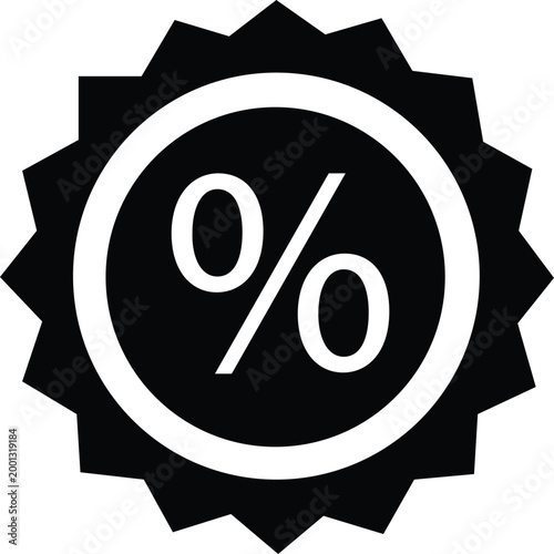 Black and White Percentage Discount Badge Icon