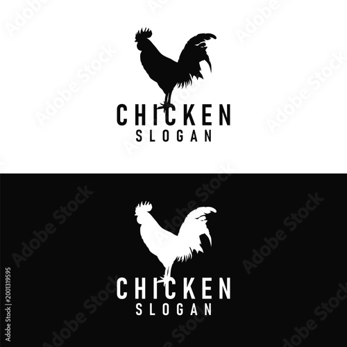 Cute chicken mascot logo friendly and attractive for food and kids brand