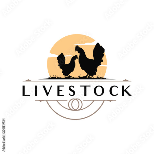 Abstract chicken logo unique shape modern concept for creative business