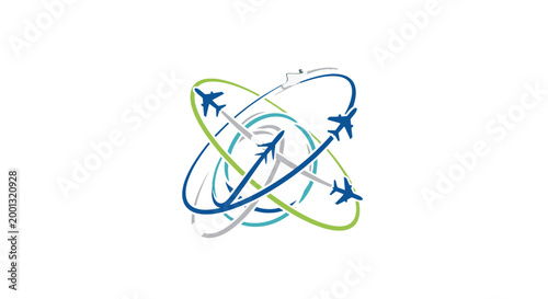 Air travel transportation logo with planes.