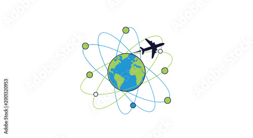 Air travel around the world globe.