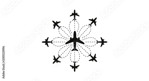 Air travel routes and planes flying.