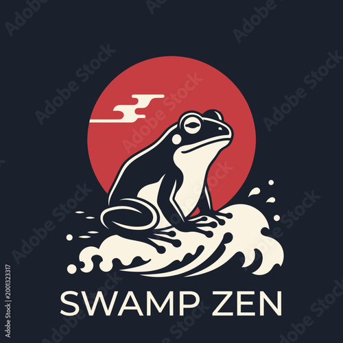 Frog Sitting on a Wave Swamp Zen.