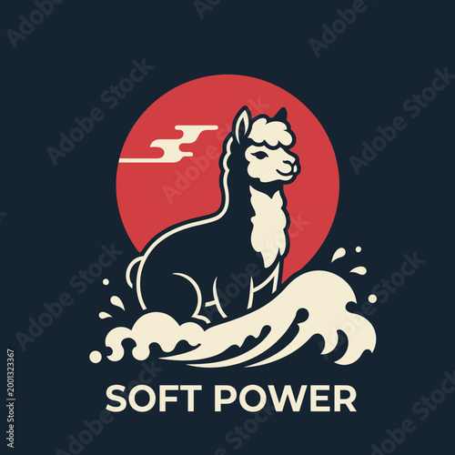 Llama in front of red circle.