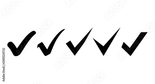 Five bold check marks arranged in a row representing verification, approval, and completion symbols.