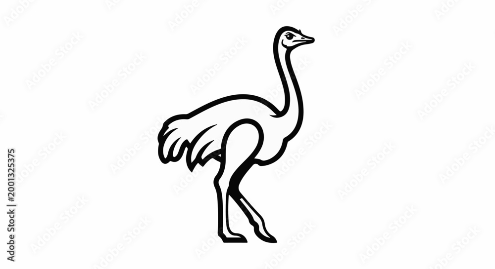 Fototapeta premium A minimalist black and white illustration of an ostrich standing
