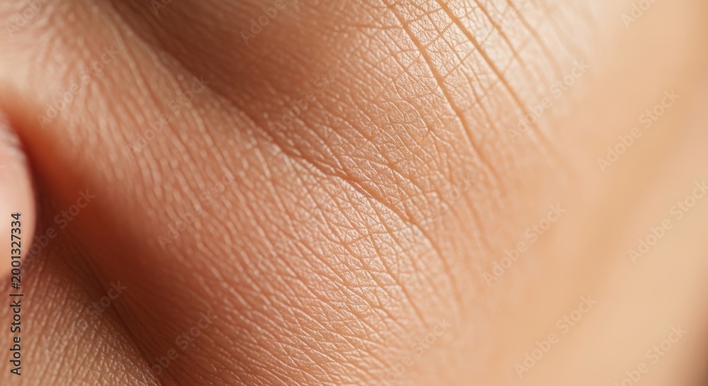 Fototapeta premium Fine lines and delicate textures on mature skin display a gentle blur of features, illustrating the passage of time through soft focus, soft-focus, authentic, edges