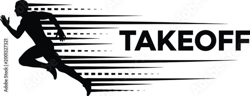 runner silhouette with takeoff text high quality professional