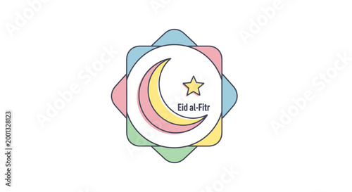 Eid al Fitr Star Crescent Symbol.