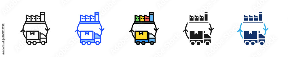Naklejka premium Supply Chain View Icon Collection With Multiple Styles