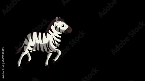 Cartoon Zebra alpha matte 2D animation HD