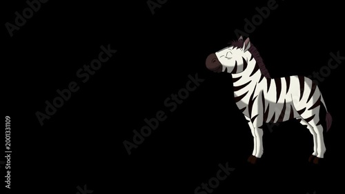 Cartoon Zebra alpha matte 2D animation HD