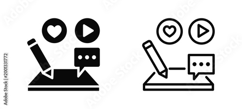 Creative Production Simple and clear vector icon multi style outline and glyph