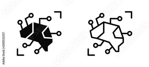 Machine Intelligence Simple and clear vector icon multi style outline and glyph