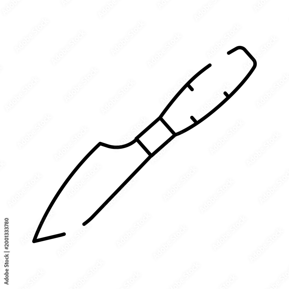 Fototapeta premium Chef knife representing cooking, culinary preparation, and kitchen equipment, designed as a simple outline vector offering a minimalist and modern icon