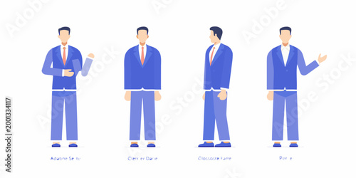 businessman in various poses with different gestures