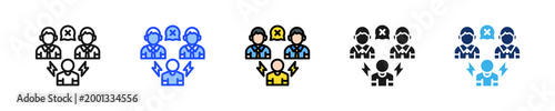 Workplace Bullying Icon Collection With Multiple Styles
