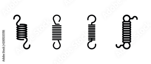 Industrial tension spring and extension coil icon set