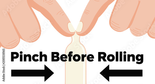 Blunt rolling instructions, pinch before rolling, vector illustration, marijuana preparation