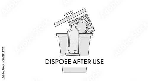 Disposable medical supplies, biohazard waste, dispose after use, medical trash, vector icon