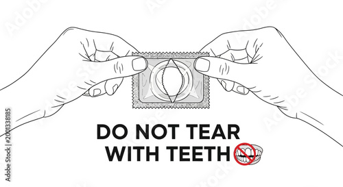 Vector condom, safety guide, protective health, warning sign, illustration