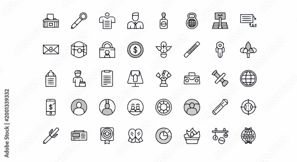 Fototapeta premium Black and white business icons.