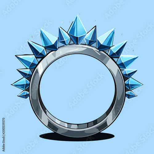 Foto Frost queen crown with blue sapphire points and silver frame for icy realm adven