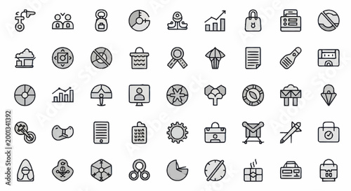 Collection of business icons and symbols.