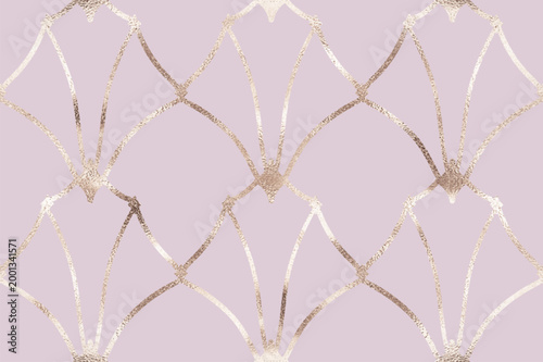 Art deco seamless pattern with pale gold decorative shapes ornament.