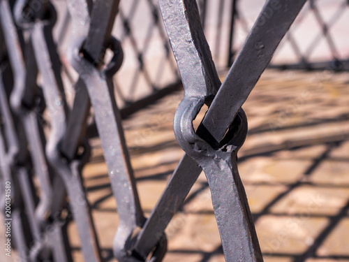 Vászonkép Close up of iron cage bars with geometric pattern