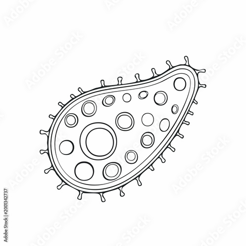 Line Art Illustration of a Bacterium or Microorganism