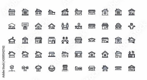 фотографія Black and white house icons set.