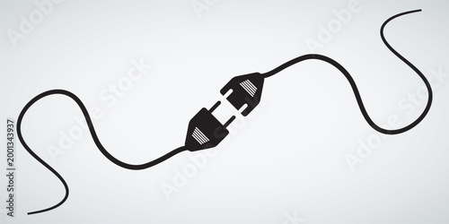 Electric Plug Disconnected Illustration, Digital Detox and Offline Concept, Power Failure and Energy Saving Banner